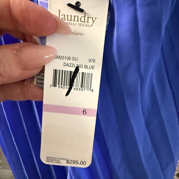 Laundry by Shelli Segal Dazzling Blue Pleated Halter Dress, Size 6 (NWT) - Picture 6 of 6